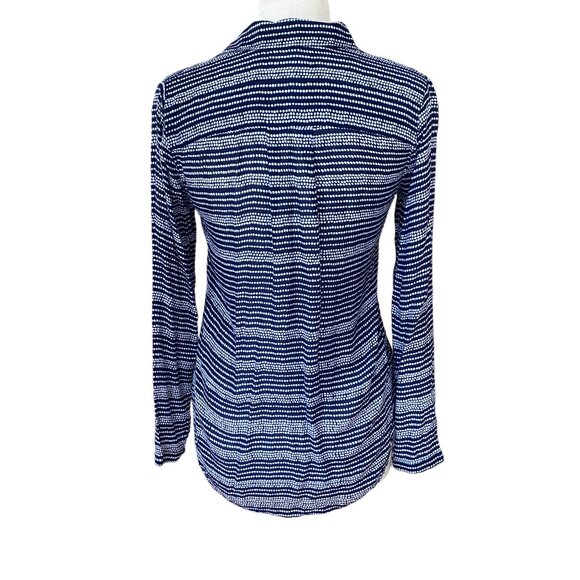 Cloth & Stone Rayon Striped Dots Button Front Nautical Coastal Flowy Shirt-XS - Picture 6 of 11